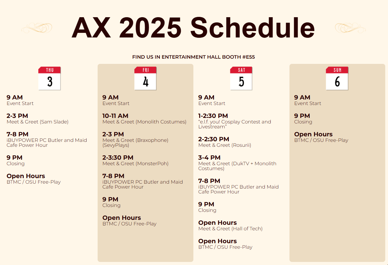 AX 2025 schedule
