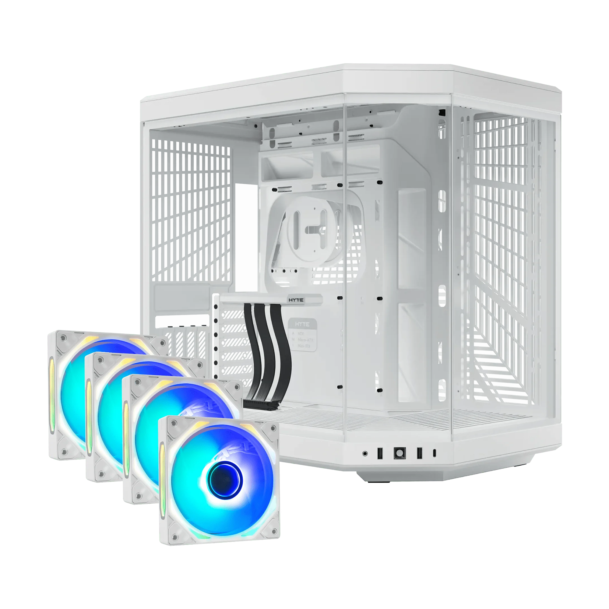 HYTE Y70 Gaming Case - Snow White [+Free 4x iBUYPOWER Gen 9 Deluxe 120mm Case Fans]